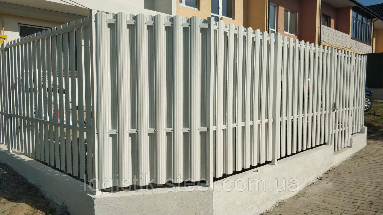 Штахетник Металевий  білий Україна  рал 9003 глянець 0,45 мм Євроштахетник штахети
