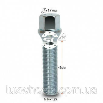 Болт колісний 077177 Z M14X1,25X45 Цинк Конус із виступом ключ 17 мм