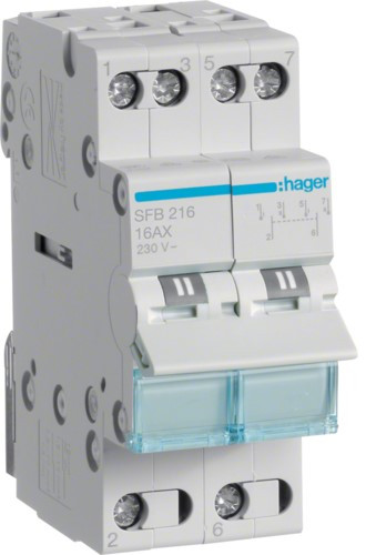 Перемикач введення резерву I-0-II із загальним висновком знизу 2 полюси 16А 230V 2м SFB216 Hager