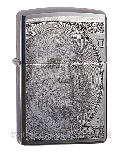 Цікава запальничка ZIPPO 49025 Currency Design 100 доларів - оригінальний подарунок