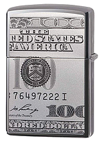 Цікава запальничка ZIPPO 49025 Currency Design 100 доларів - оригінальний подарунок, фото 2