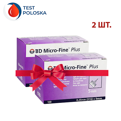 Голки для шприц-ручок BD Micro-Fine + "МікроФайн" 5 мм 100 шт (2 пачки), фото 1