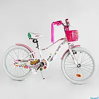 Детский велосипед 20 дюймов "CORSO" Sweety ручной тормоз, корзина, алюминиевая рама,
