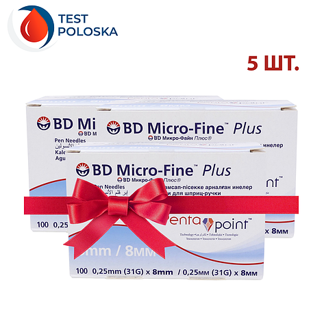 Голки для шприц-ручок BD Micro-Fine "МікроФайн" 8 мм 100 шт (5 паковань), фото 1
