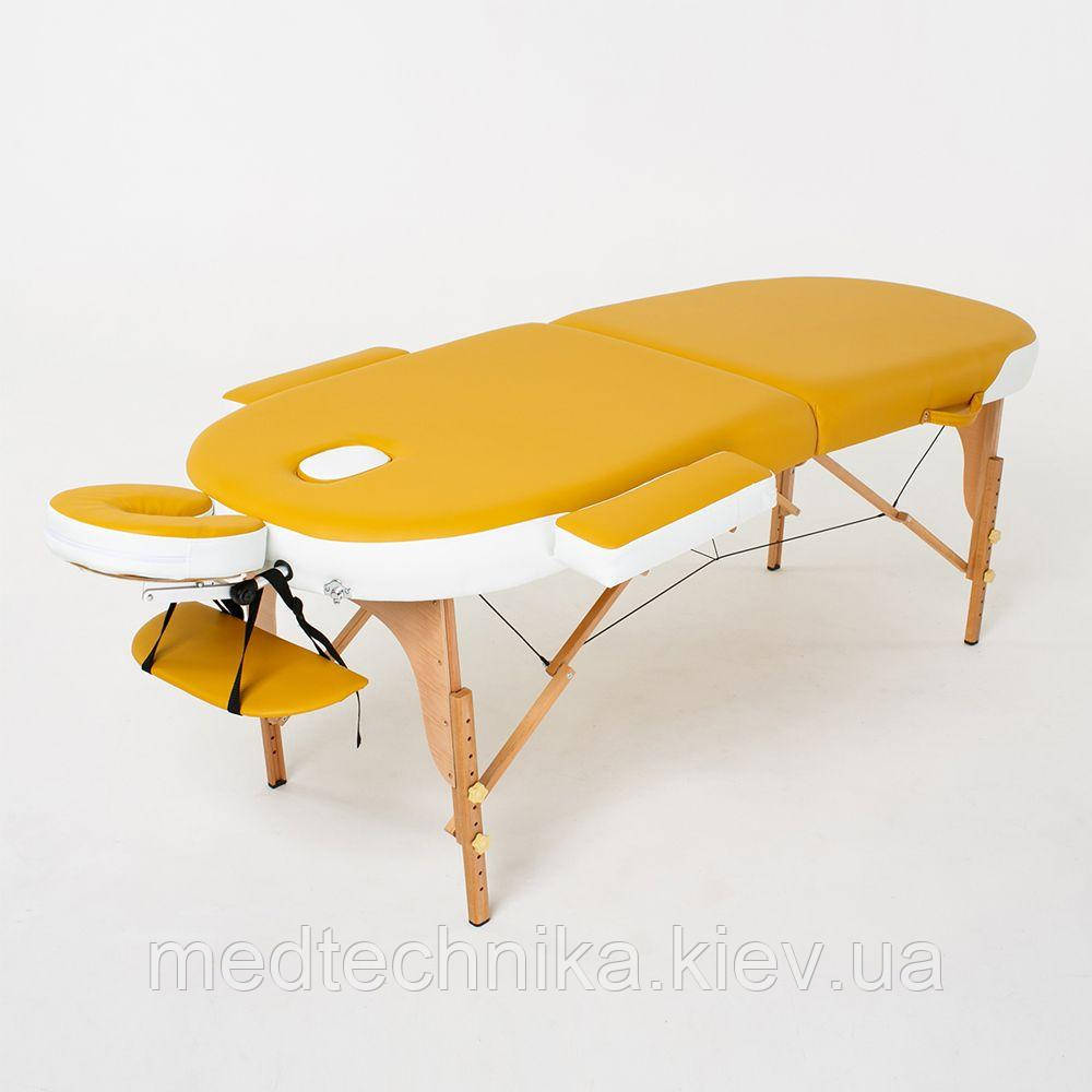 Масажний стіл Sahara FMA2021A-1.2.3, 2-секційний, жовтий/білий, дерев'яний, RelaxLine
