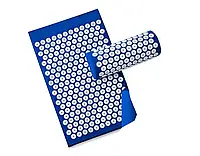Акупунктурний масажний килимок для спини/ніг з подушкою (валик) ProSource Acupressure Mat Синій