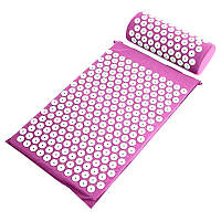 Акупунктурний масажний килимок для спини/ніг з подушкою (валик) ProSource Acupressure Mat Рожевий