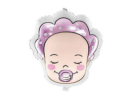 Фольгована кулька фігура "Малюк дівчинка" рожева  PartyDeco 40х45 см.(1шт.)