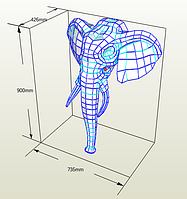 PaperKhan Конструктор из картона слон голова трофей оригами papercraft 3D фигура развивающий набор антистресс