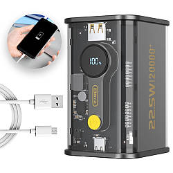 Power Bank 10000mAh з USB (22.5W) LENYES PX152D, Чорний / Автономне зарядне / Повербанк