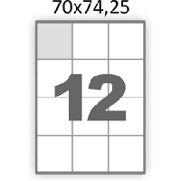 Самоклеючий універсальний папір білий А4 на аркуші 12 (70х74,25мм) 100 л