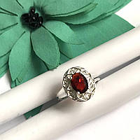 Кольцо с красным камнем покрытие серебро 925