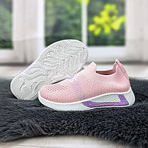 Кросівки текстильні мокасини дитячі пудрові для дівчинки 1988, фото 2