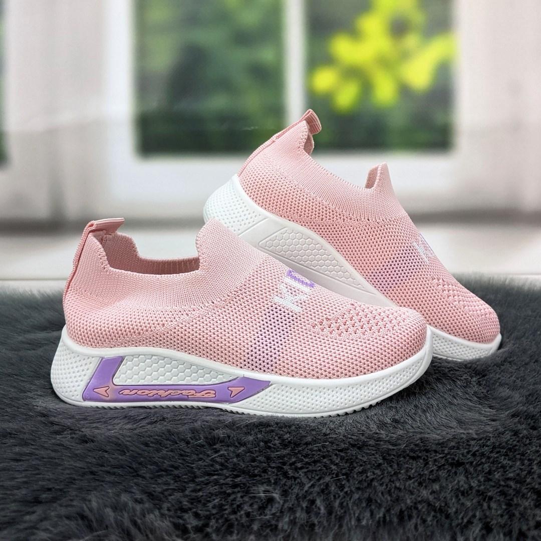 Кросівки текстильні мокасини дитячі пудрові для дівчинки 1988