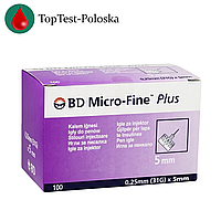 Голки для шприц-ручок BD Micro-Fine + «МікроФайн» 5 мм 100 шт.