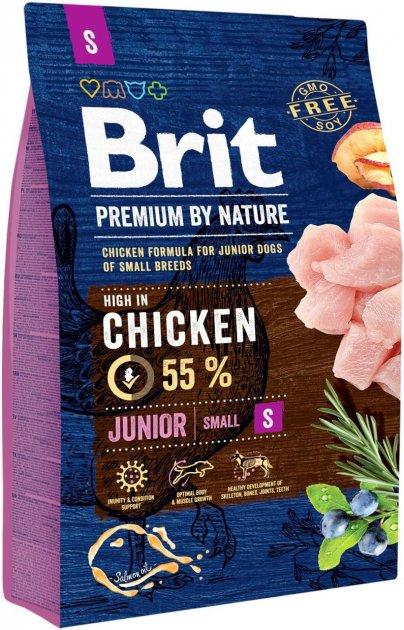 Сухий корм для цуценят та молодих собак малих порід з куркою Brit Premium Junior S 8 кг, фото 1