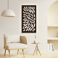 Декоративное 3D панно с объемом 15 мм для стен, Листья 100 х 53 см коричневое