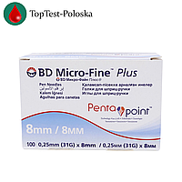 Голки для шприц-ручок BD Micro-Fine + «МікроФайн» 8 мм 100 шт.