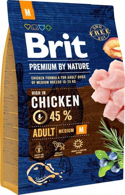 Сухий корм для дорослих собак середніх порід з куркою Brit Premium Adult M 3 кг