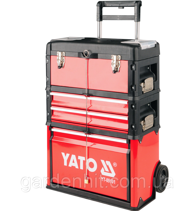 Інструментальний візок Yato 4 секції на 2 колесах з висувною ручкою (YT-09101)