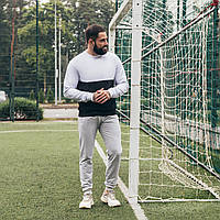 Стильный мужской спортивный костюм весна осень, бело-черный свитшот и светло-серые спортивные штаны размер XXL