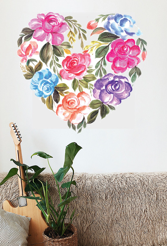 Наклейка вінілова Zatarga Серце з квітів ♡  500x465 мм.ТОП!