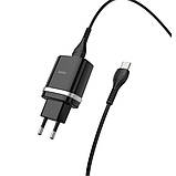 МЗП зарядний пристрій HOCO C12Q Smart QC3.0 1USB/3A з кабелем для заряджання USB - Type-C Чорний, фото 6