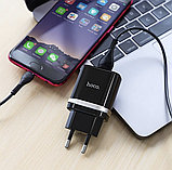 МЗП зарядний пристрій HOCO C12Q Smart QC3.0 1USB/3A з кабелем для заряджання USB - MicroUSB, Чорний, фото 8