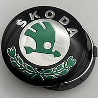 Колпачок Skoda Шкода 64 мм 60 мм мм зеленые черные с хром. логотипом