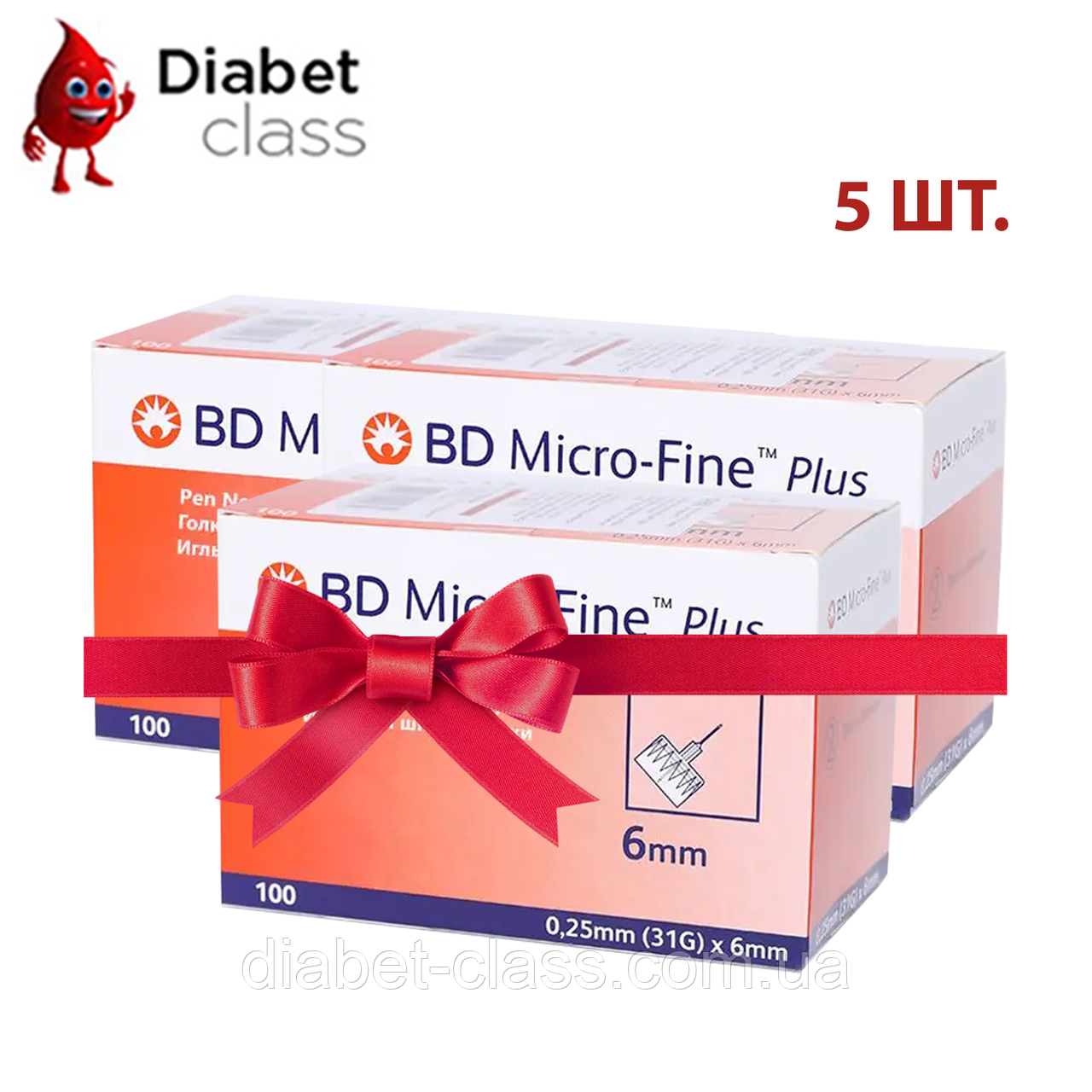 Голки для шприц-ручок BD Micro Fine Plus 6 мм 100 шт. 5 паковань