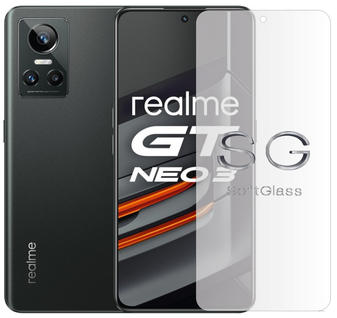 Мягкое стекло Realme GT Neo 3 на Экран полиуретановое SoftGlass ...