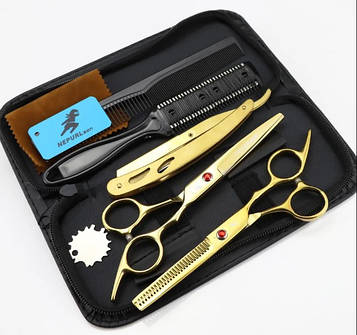 Набір перукарських ножиць та інструментів для Barbershop 7ел gold