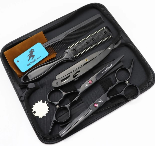 Набір перукарських ножиць та інструментів для Barbershop 7ел black, фото 1