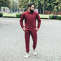 Бордовый мужской спортивный костюм весна осень, бордовый свитшот и спортивные штаны размер XXL