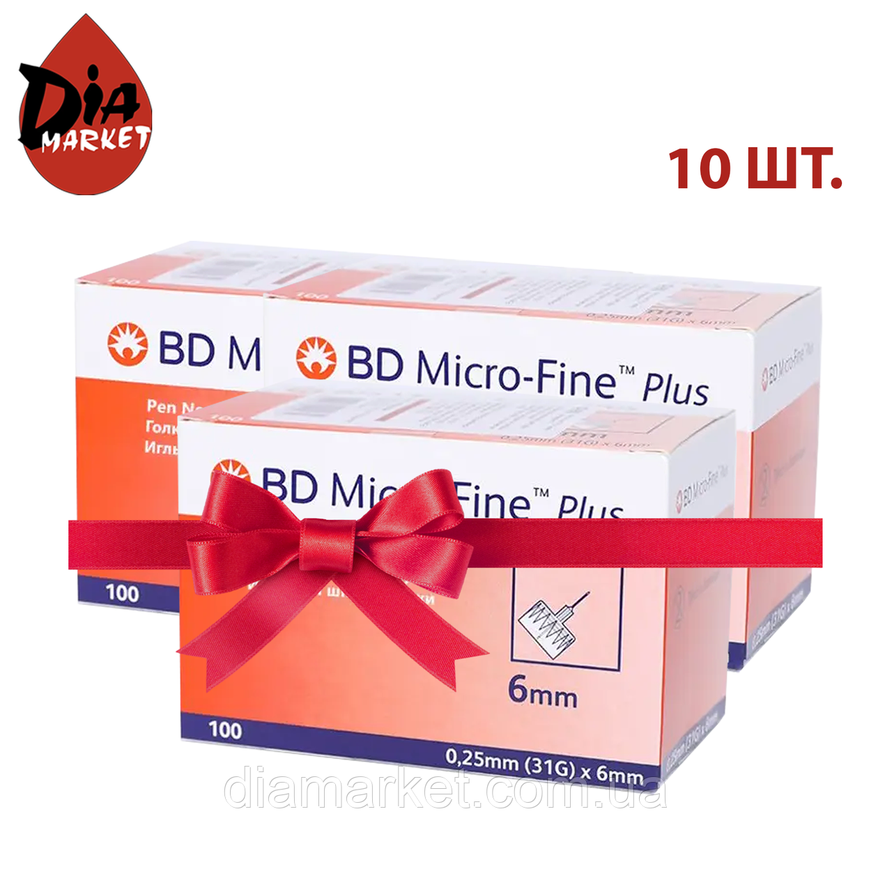 Голки для шприц-ручки "BD Micro-Fine Plus" 6 мм — 100 шт. 10 паковань
