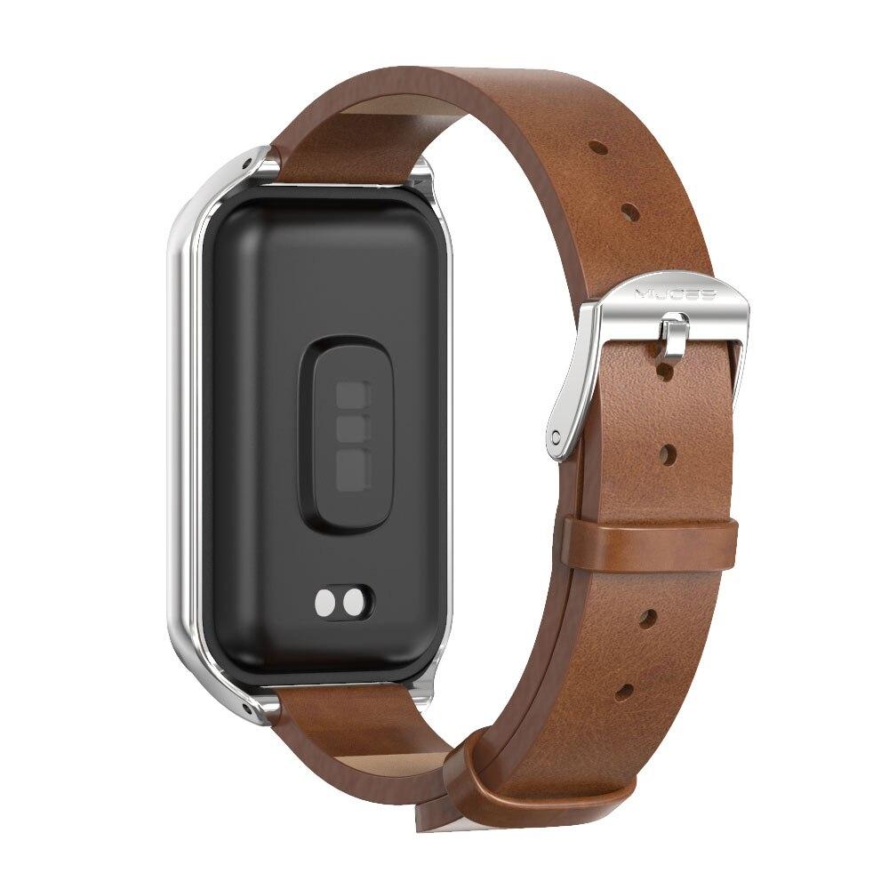 Шкіряний ремінець Mijobs для фітнес браслета Xiaomi Mi Smart Band 8 Active - Brown, фото 1