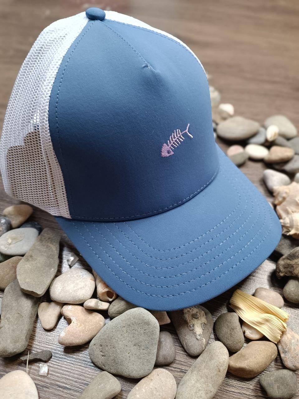 Кепка Бейсболка Тракер із сіткою City-A синя з лого скелет риби