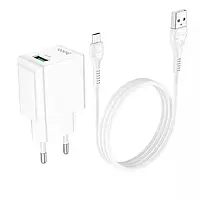 У Нас: Зарядний пристрій Hoco Micro USB Cable Proton single port charger C98A |1USB. 18W/3A, QC| white -OK