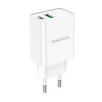 У Нас: Зарядний пристрій BOROFONE Resource charger BA69A |1USB/1Type-C, 20W/3A, PD/QC| white -OK