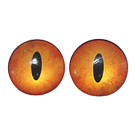 Глазки для игрушек, Стекло, 25×7мм, Цвет: Оранжевый (1 пара.)