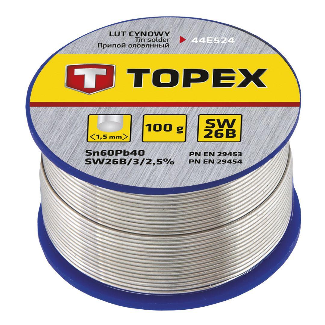 Припій олов'яний 60%Sn, дріт 1.5 мм,100 г TOPEX 44E524