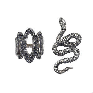 Комплект срiбний  каблучка р.18.25 та кулон з марказитами