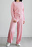 Костюм  жіночий трикотаж рубчик штани палаццо та кофта реглан колір рожевий, фото 2