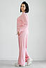 Костюм  жіночий трикотаж рубчик штани палаццо та кофта реглан колір рожевий, фото 5