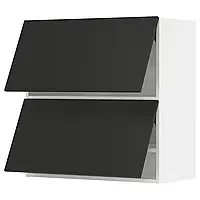 МЕТОД Горизонтальный шкаф с 2 дверцами open touch, белый/Nickebo матовый антрацит, 80x80 см