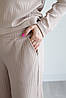 Костюм жіночий трикотаж рубчик штани палаццо та кофта реглан колір світлий беж, фото 8