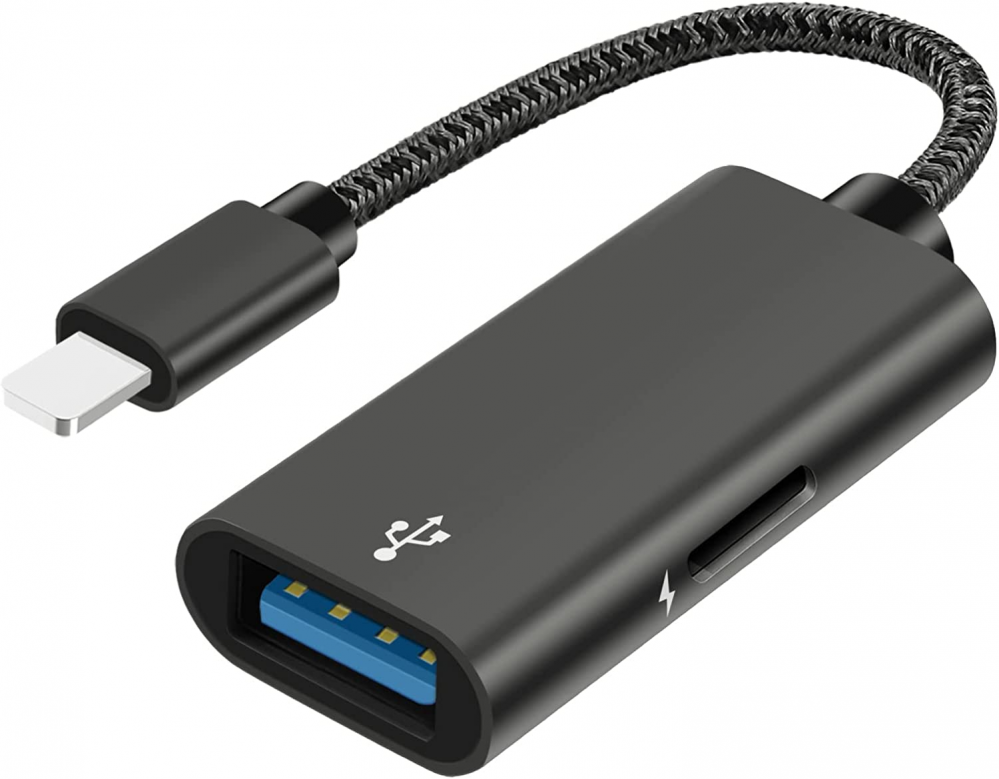 GNASEET USB адаптер камери з портом швидкого заряджання, 3.0 Жіночий OTG сірий lightning, фото 1