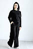 Костюм  жіночий трикотаж рубчик штани палаццо та кофта реглан колір чорний, фото 8