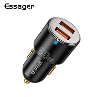 Автомобильный адаптер City Dual ESSAGER для зарядки на 2 USB 60W