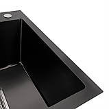 Кухонна мийка Platinum Handmade 5050 PVD HSBB квадратний сифон 3.0/1.0, фото 6